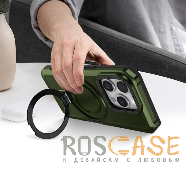 Фотография Зеленый Magnetic Armor Ring | Противоударный чехол с MagSafe и кольцом для iPhone 16 Pro