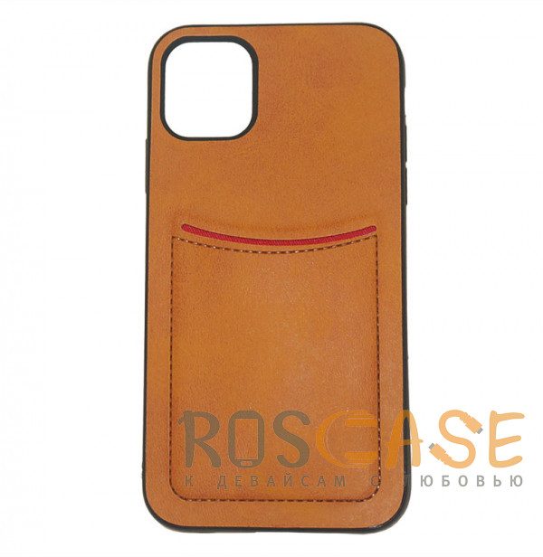 Фото Светло-коричневый ILEVEL | Чехол с кожаным покрытием и карманом для iPhone 11 Pro