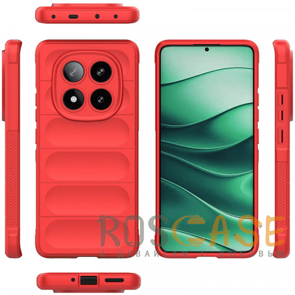 Фото Красный Flex Silicone | Противоударный чехол для Xiaomi Redmi Note 14 Pro 5G / Poco X7 5G с защитой камеры и микрофиброй