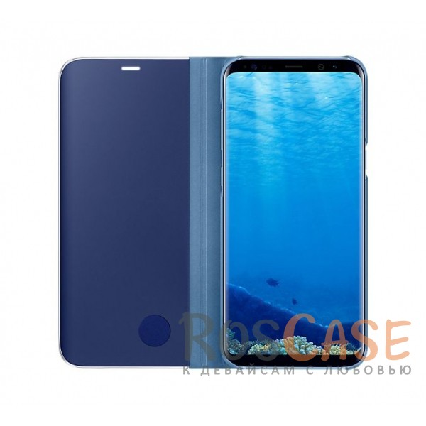 Изображение Синий Оригинальный чехол-книжка Clear View Standing Cover с прозрачной обложкой и интерактивным дисплеем для Samsung G955 Galaxy S8 Plus (реплика)