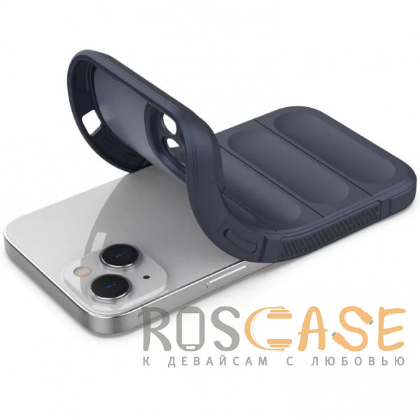 Фотография Темно-синий Flex Silicone | Противоударный чехол для iPhone 14 с защитой камеры и микрофиброй
