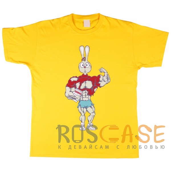 Изображение Желтый Muscle Rabbit | Мужская футболка со спортивным принтом "Кролик - Винни Пух"