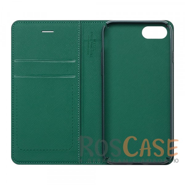 Фотография Черный / Зеленый Классический кожаный чехол-книжка STIL Hidden Edge с внутренним карманом для банкнот и кредитных карт для Apple iPhone 7 / 8 (4.7") 