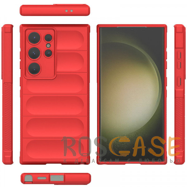 Изображение Красный Flex Silicone | Противоударный чехол для Samsung Galaxy S24 Ultra с защитой камеры и микрофиброй