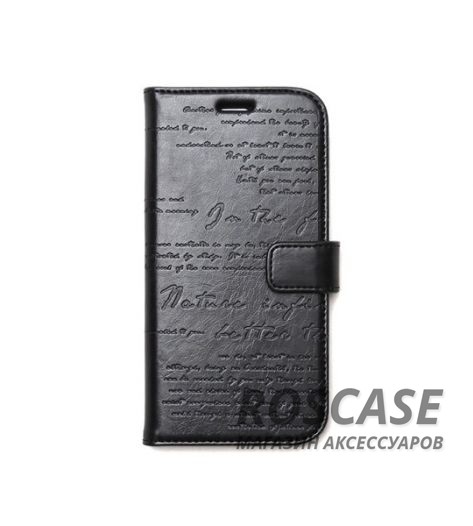 Фотография Черный Классический кожаный чехол-книжка Zenus Masstige Lettering Diary с текстурным узором для Samsung G930F Galaxy S7