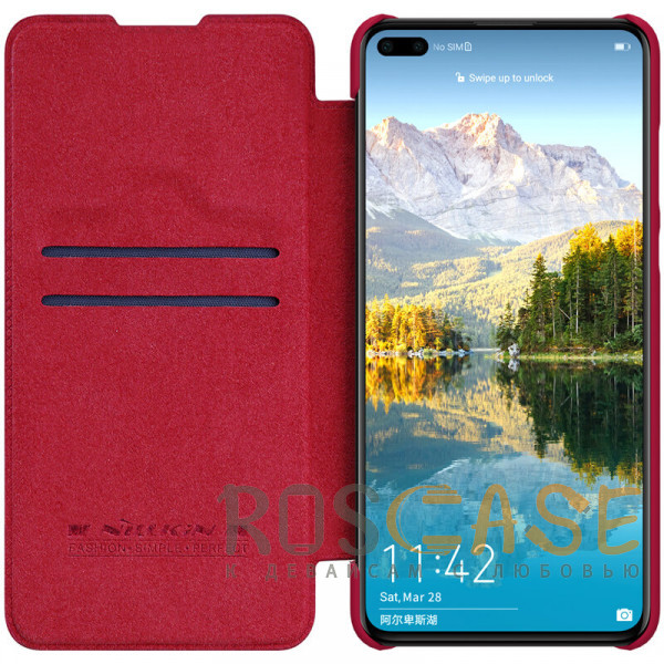 Изображение Красный Nillkin Qin | Чехол-книжка из Premium экокожи для Huawei P40