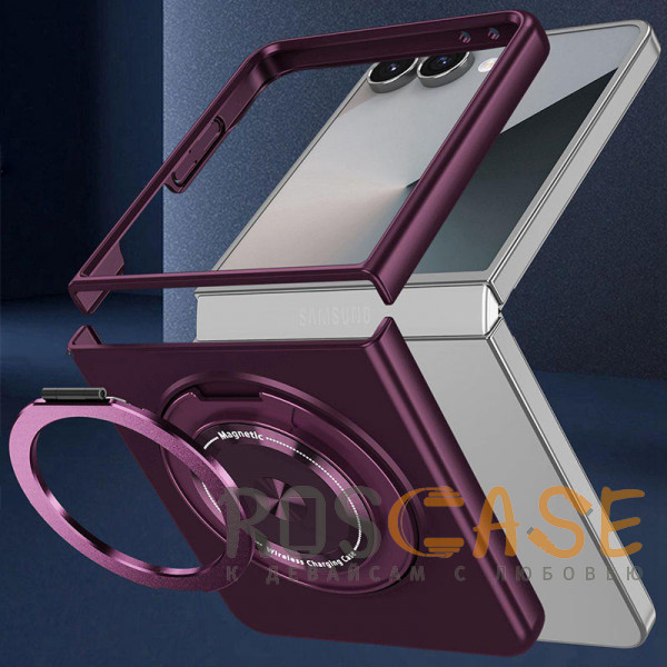 Фото Бордовый Matte Shield Ring | Тонкий пластиковый чехол с кольцом Magsafe для Samsung Galaxy Z Flip 8