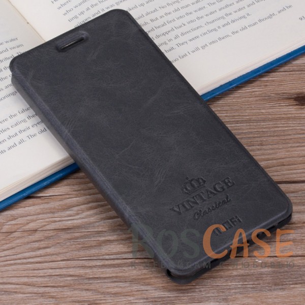 Изображение Темно-серый MOFI Vintage | Кожаный чехол-книжка с карманом для OnePlus 5