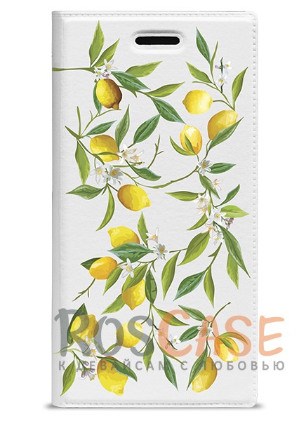 Фото Универсальный яркий чехол-книжка с рисунком лимонов Gresso "Лимонад-лимоны" для смартфона 4.8-5.0 дюйма