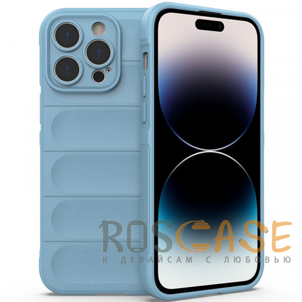 Фото Голубой Flex Silicone | Противоударный чехол для iPhone 14 Pro Max с защитой камеры и микрофиброй