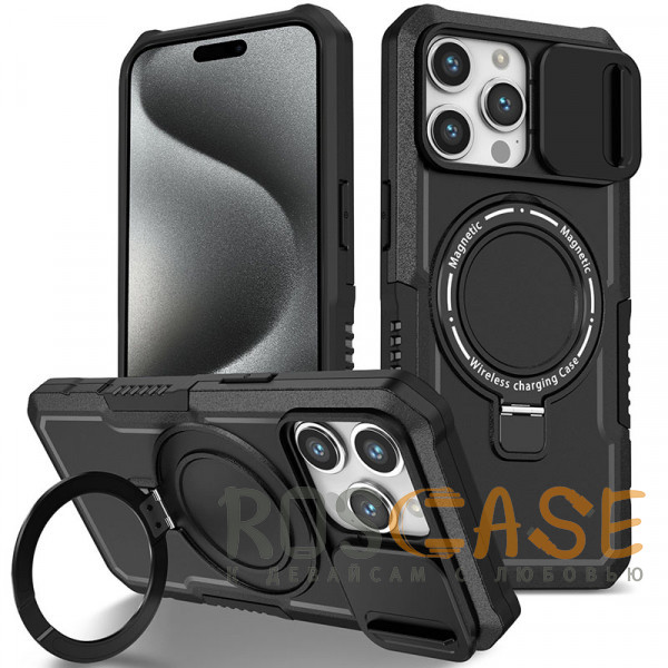 Фото Черный CamShield MagSafe | Противоударный чехол для iPhone 15 Pro Max со шторкой для камеры