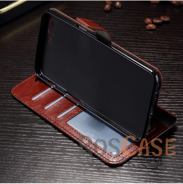 Изображение Коричневый Wallet | Кожаный чехол-кошелек с внутренними карманами для OnePlus 5