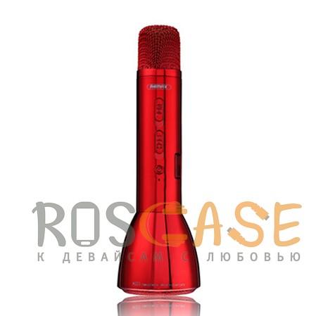Фото Красный Remax K03 | Беспроводной микрофон-караоке для мобильного телефона со встроенной колонкой