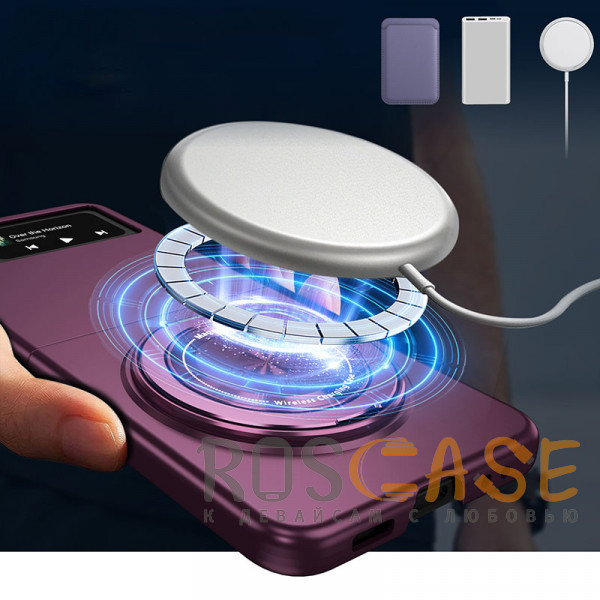 Фотография Бордовый Matte Shield Ring | Тонкий пластиковый чехол с кольцом Magsafe для Samsung Galaxy Z Flip 4