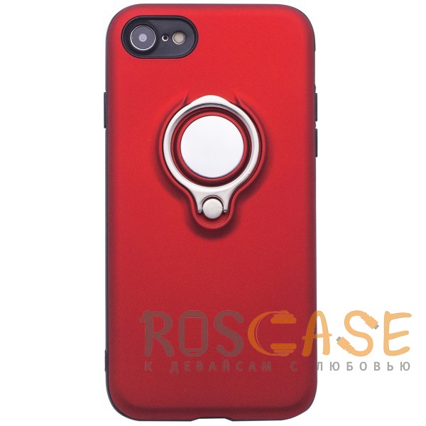 Фото Красный Deen | Матовый чехол для Apple iPhone 7 / 8 (4.7") с креплением под магнитный держатель и кольцом-подставкой