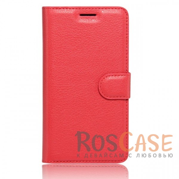 Фото Красный Wallet | Кожаный чехол-кошелек с внутренними карманами для Meizu M5s
