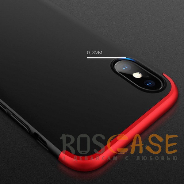 Фотография Черный / Красный GKK LikGus 360° | Двухсторонний чехол для iPhone X / XS с защитными вставками