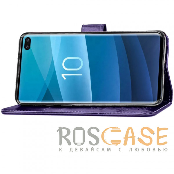 Изображение Фиолетовый Чехол-книжка с узорами на магнитной застёжке для Samsung Galaxy J8 (2018)