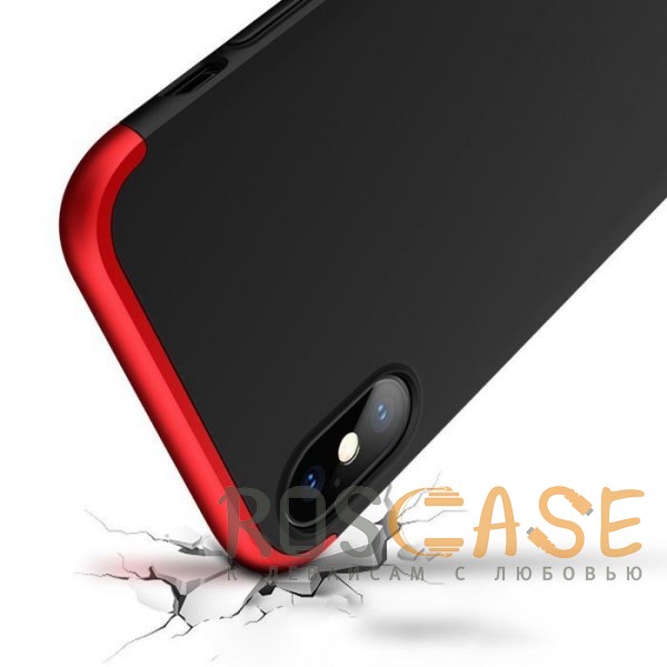 Изображение Черный / Красный GKK LikGus 360° | Двухсторонний чехол для iPhone XR с защитными вставками