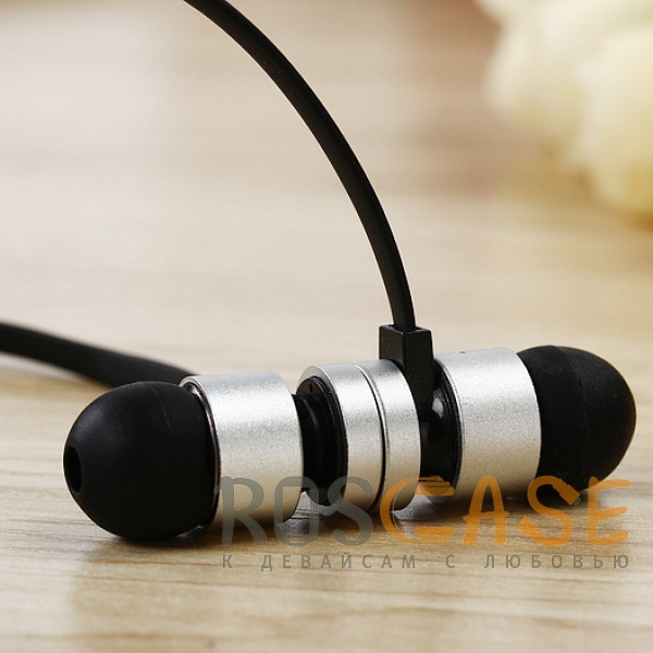 Изображение Черный / Серебряный BT-W1 | Спортивные беспроводные наушники Bluetooth с микрофоном и пультом управления