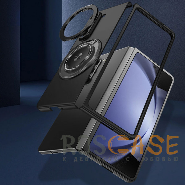 Фото Черный Matte Shield Ring | Тонкий пластиковый чехол с кольцом Magsafe для Samsung Galaxy Z Fold 6
