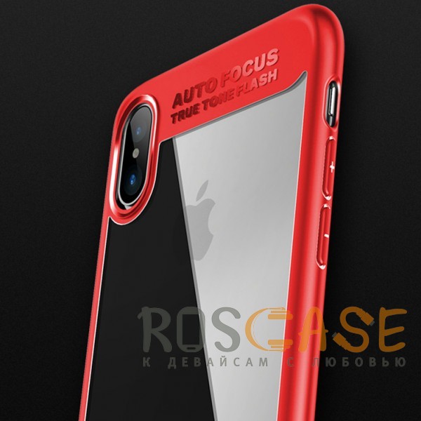 Фото Красный / Red Rock Clarity | Прозрачный чехол для iPhone X / XS с противоударным бампером