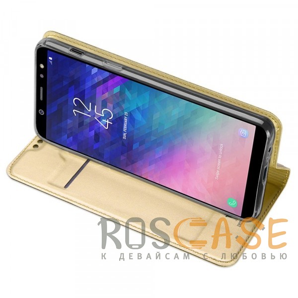 Фотография Золотой Dux Ducis | Чехол-книжка для Samsung Galaxy A6 (2018) с функцией подставки и картхолдером