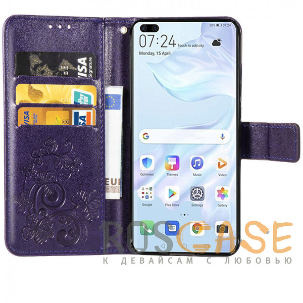 Фотография Фиолетовый Чехол-книжка с узорами на магнитной застёжке для Xiaomi Redmi Note 12 4G