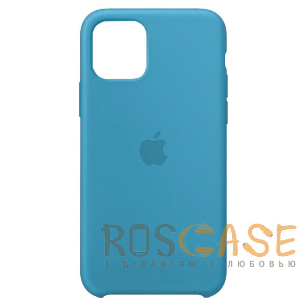 Фото Голубой Силиконовый чехол Silicone Case с микрофиброй для iPhone 11 Pro Max