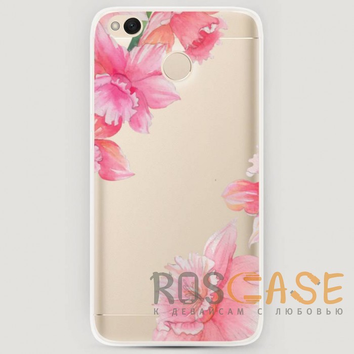Фото RosCase | Силиконовый чехол Розовые цветочные уголки на Xiaomi Redmi 4X