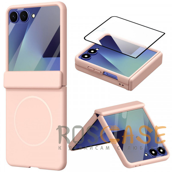 Фото Розовый Чехол 3D с Magsafe и внешним стеклом для Samsung Galaxy Z Flip 7