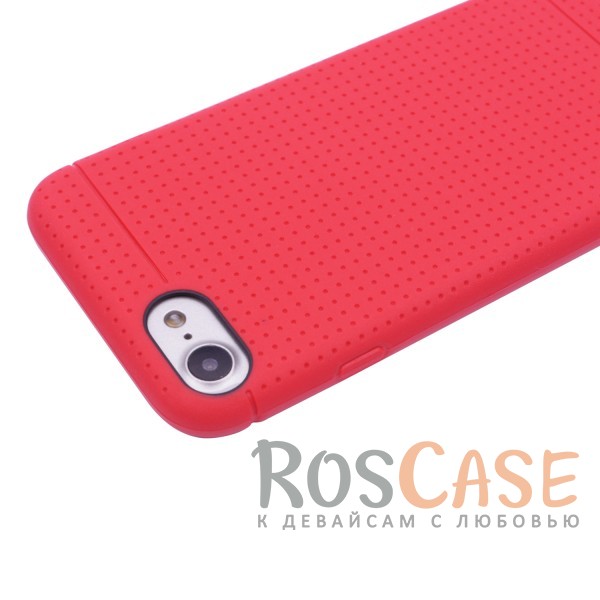 Изображение Красный Текстурированный силиконовый софт-тач чехол с защитой боковых граней и кнопок для Apple iPhone 7 / 8 (4.7")