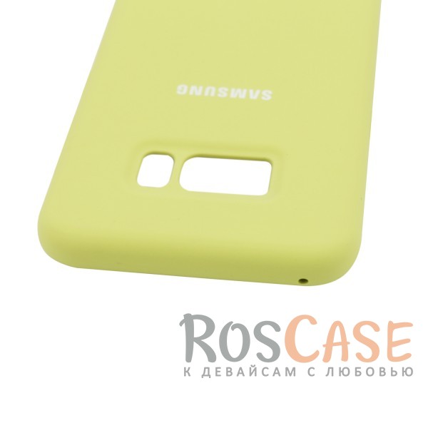 Изображение Лайм / Lime Оригинальный силиконовый чехол Silicone Cover для Samsung G955 Galaxy S8 Plus | Матовая софт-тач поверхность из мягкого микроволокна для защиты от падений (реплика)