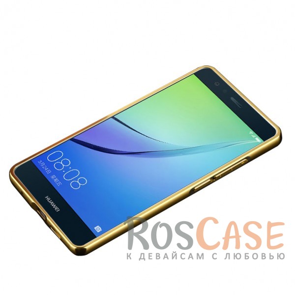 Изображение Золотой Металлический бампер для Huawei P10 Lite с зеркальной вставкой