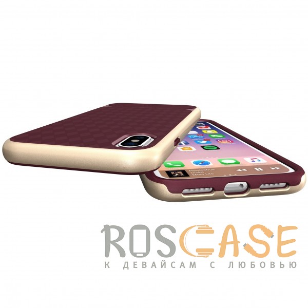 Фотография Бордовый / Золотой HWcase | Противоударный чехол для iPhone X / XS с усиленными бортами