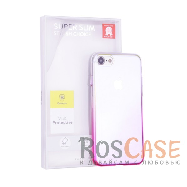 Изображение Розовый Блестящая прозрачная накладка Baseus Glaze Ultrathin из тонкого пластика с бензиновым отливом и градиентной расцветкой для Apple iPhone 7 / 8 (4.7")