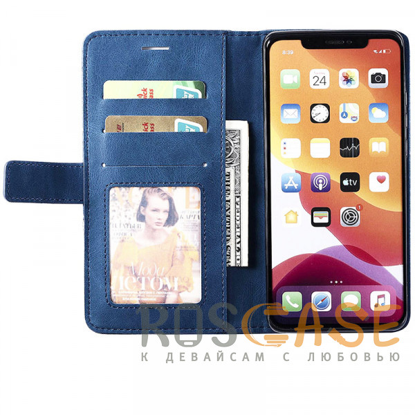 Изображение Синий Retro Book | Кожаный чехол книжка / кошелек из Premium экокожи для Xiaomi Redmi 13C / Poco C65 4G