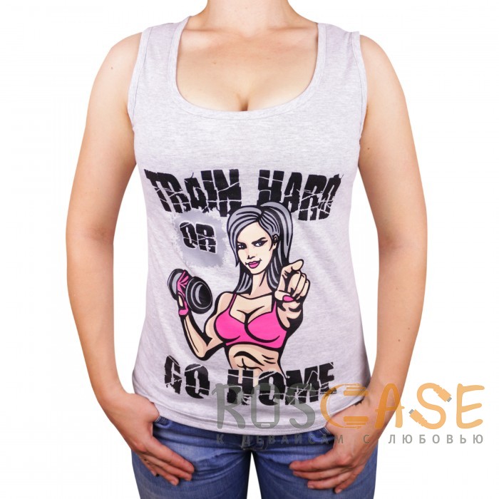 Фото Muscle Rabbit | Женская майка с принтом "Train hard"