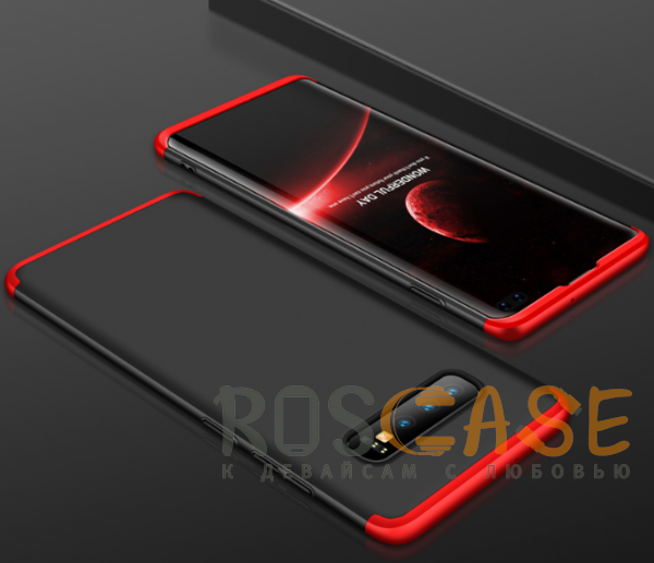 Фотография Черный / Красный GKK LikGus 360° | Двухсторонний чехол для Samsung Galaxy S10+ с защитными вставками