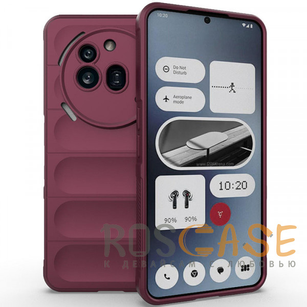 Фото Бордовый Flex Silicone | Противоударный чехол для Nothing Phone 3a Pro с защитой камеры и микрофиброй