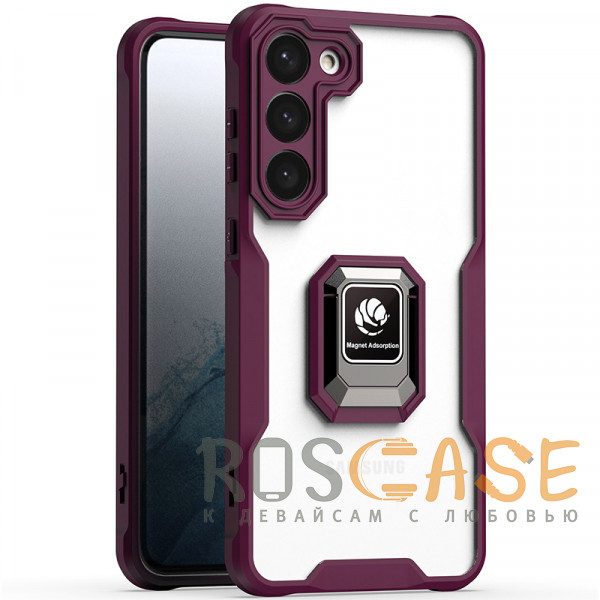 Фото Бордовый Magnet Ring 2 | Противоударный чехол с кольцом и защитой камеры для Samsung Galaxy S23 Plus