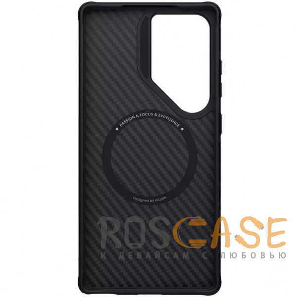 Фото Серебряный Nillkin Synthetic Fiber Magnetic | Чехол с карбоновой текстурой для Samsung Galaxy S25 Ultra с поддержкой Magsafe
