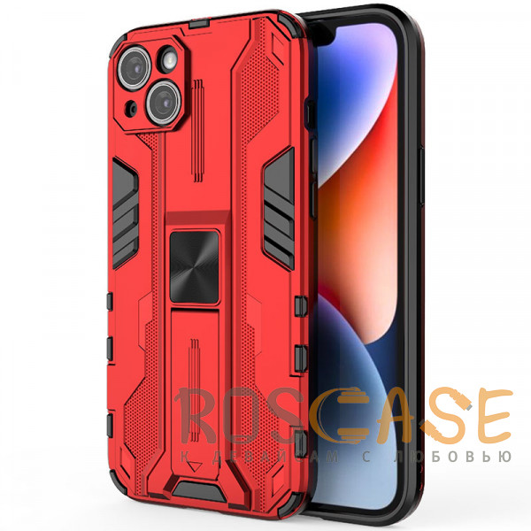 Фото Красный Galvatron | Противоударный чехол-подставка для iPhone 13 с защитой камеры