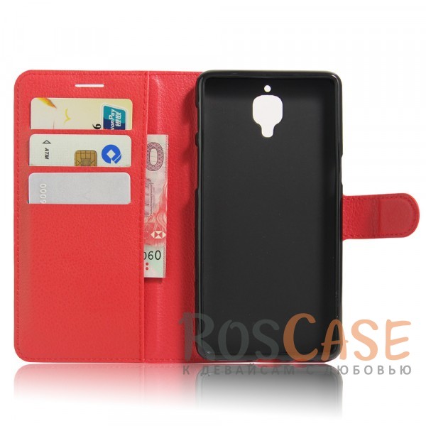 Изображение Красный Чехол-кошелёк из экокожи с функцией подставки на магнитной застёжке для OnePlus 3 / OnePlus 3T