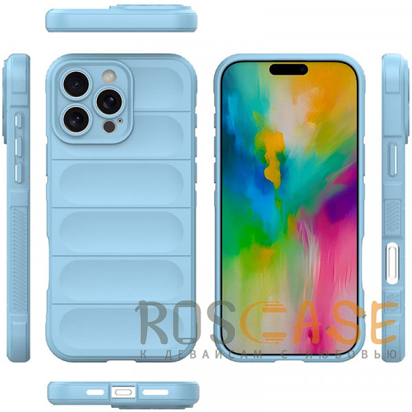 Фото Голубой Flex Silicone | Противоударный чехол для iPhone 16 Pro Max с защитой камеры и микрофиброй