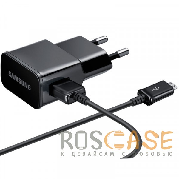Фото Черный Samsung | Сетевое зарядное устройство Fast Travel Charger 1 USB 2A + кабель microUSB (100 см)