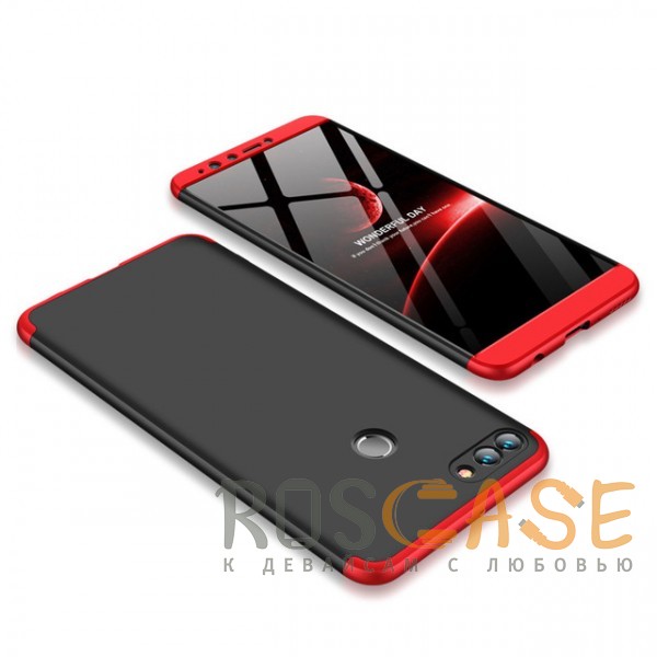 Фото Черный / Красный GKK LikGus 360° | Двухсторонний чехол для Huawei Y9 (2018) / Enjoy 8 Plus с защитными вставками