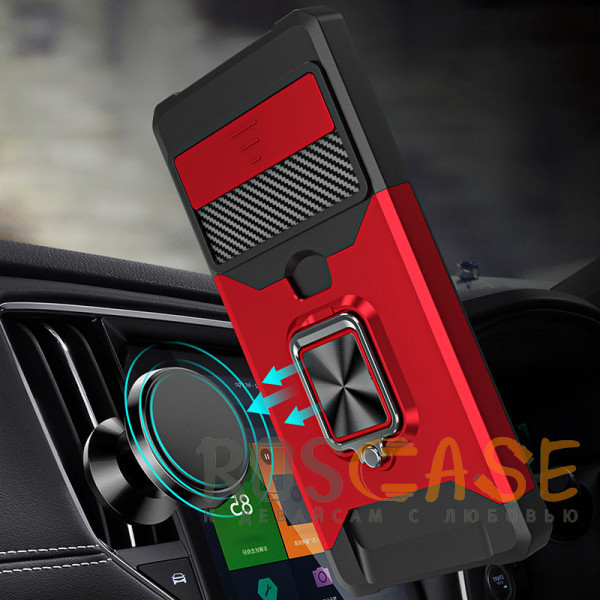 Фотография Красный Multi Case | Чехол с кольцом, отделением для карты и шторкой камеры для Google Pixel 7 Pro