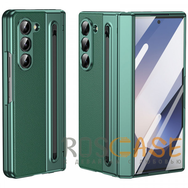Фото Зеленый Чехол 3D с кожаной вставкой и стилусом для Samsung Galaxy Z Fold 5