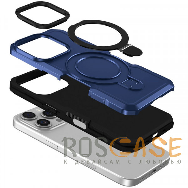Фото Темно-синий Magnetic Armor Ring | Противоударный чехол с MagSafe и кольцом для iPhone 16 Pro